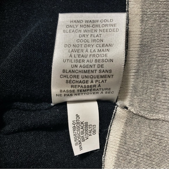 BANANA REPUBLIC Black grey white short sleeve knit top ~ Goth XS SMALL sweater - Picture 11 of 12